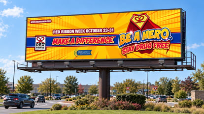 Red Ribbon Roundabout Billboard